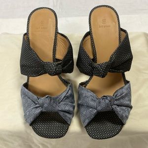 Bill Blass Kaley Jacquard Knotted Strap Slide Sandals in Black Multi size 8